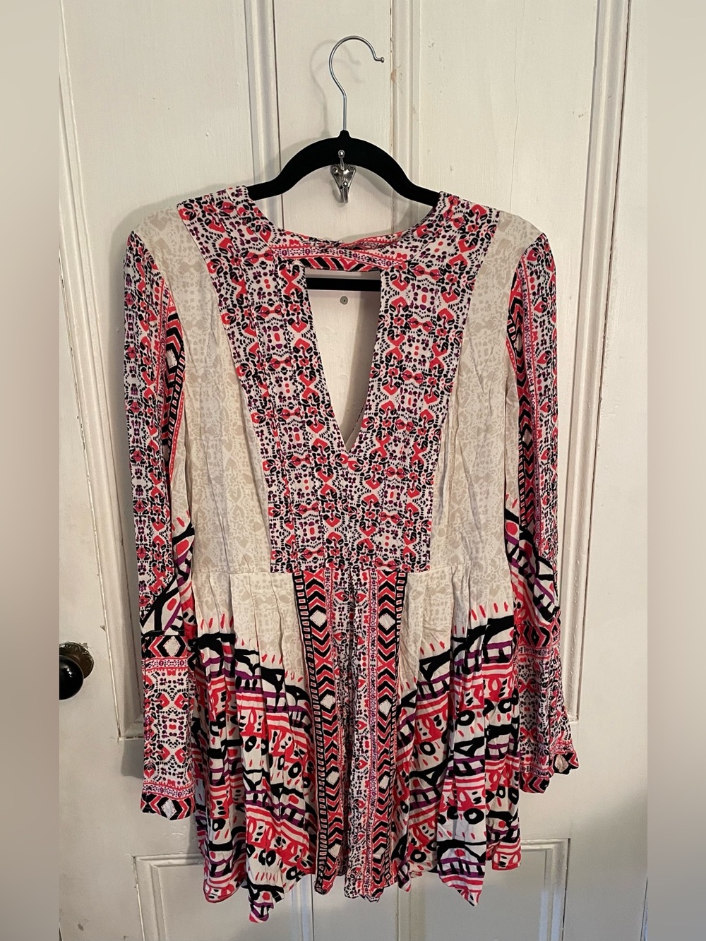 Free People Tegan Border Print Mini Dress Boho Festival Women's 6